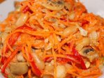 Салат с корейской морковью, фасолью, грибами и цветной капустой